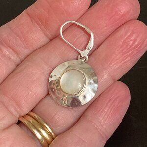 Moonstone earrings set in hammered sterling silver